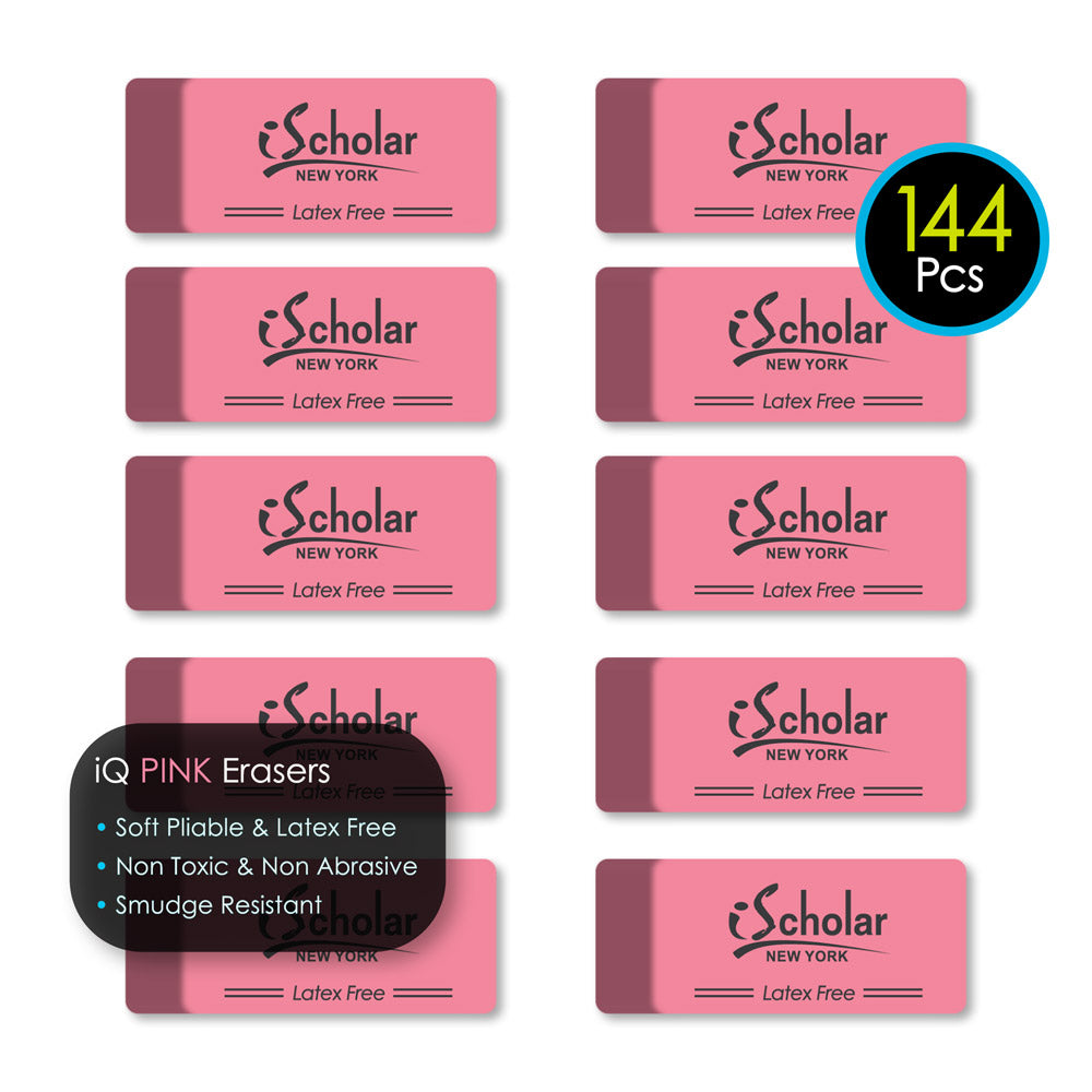 144 Pcs Pink Erasers Bulk Pack 28801