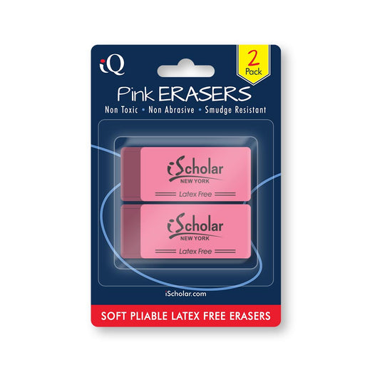 2 Pack iQ Pink Erasers 28802