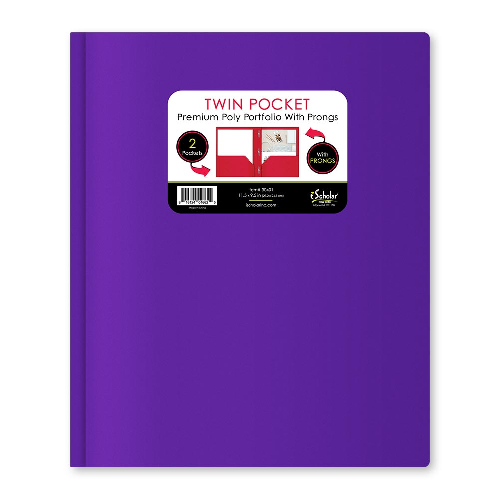 Twin Pocket Poly Portfolio With Prongs 30401