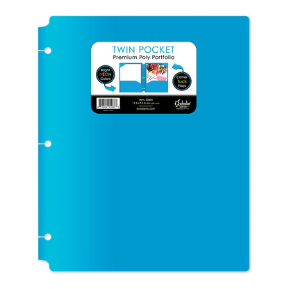 Neon Twin Pocket Poly Portfolio With Hole Punch 30404