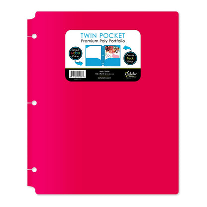 Neon Twin Pocket Poly Portfolio With Hole Punch 30404