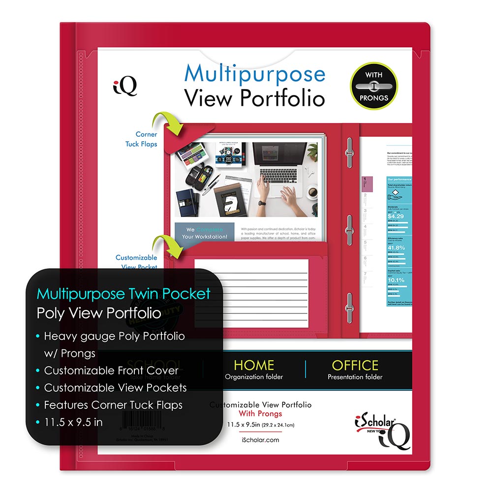 iQ Twin Pocket View Poly Portfolio With Prongs 30444