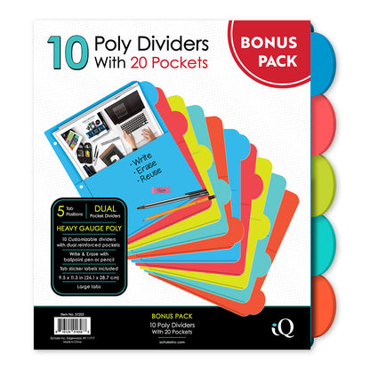 iQ 10 Tab Poly Index Dividers With Pockets 31202