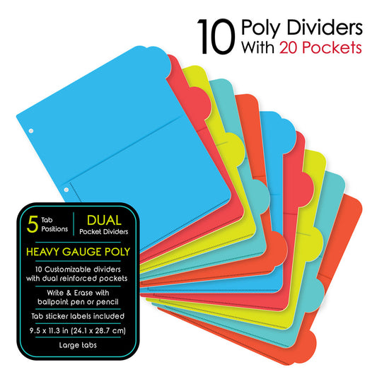 iQ 10 Tab Poly Index Dividers With Pockets 31202
