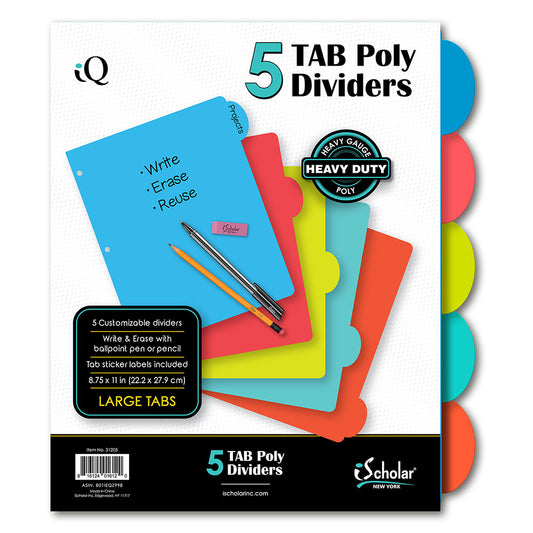 iQ 5 Tab Poly Index Dividers 31205