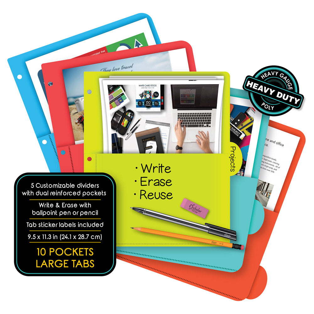 iQ 5 Tab Poly Index Dividers With Pockets 31206