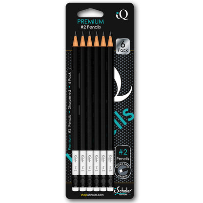 6 Pack iQ Sharpened #2 Premium Pencil Blister Pack 33126