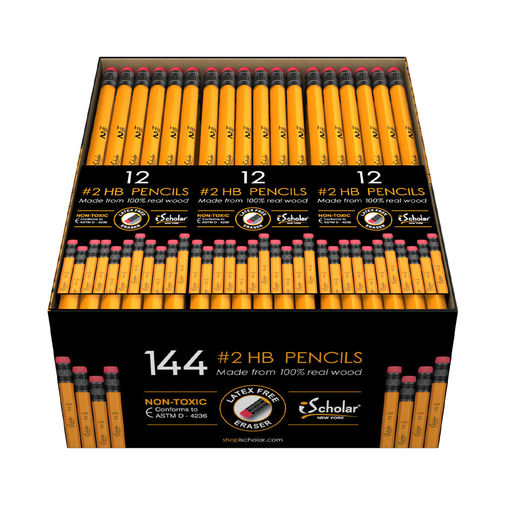 144 Pack #2 Yellow Pencils Gross Pack Box 33144