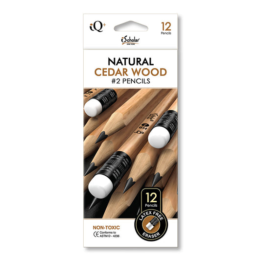12 Pack iQ+ #2 Natural Cedar Wood Pencils 33812