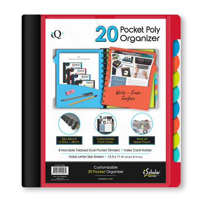 iQ+ 20 Pocket Poly Organizer with Zipper Pouch 34906