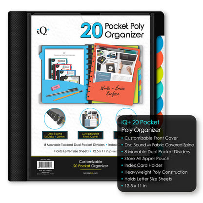 iQ+ 20 Pocket Poly Organizer with Zipper Pouch 34906