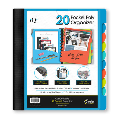 iQ+ 20 Pocket Poly Organizer with Zipper Pouch 34906