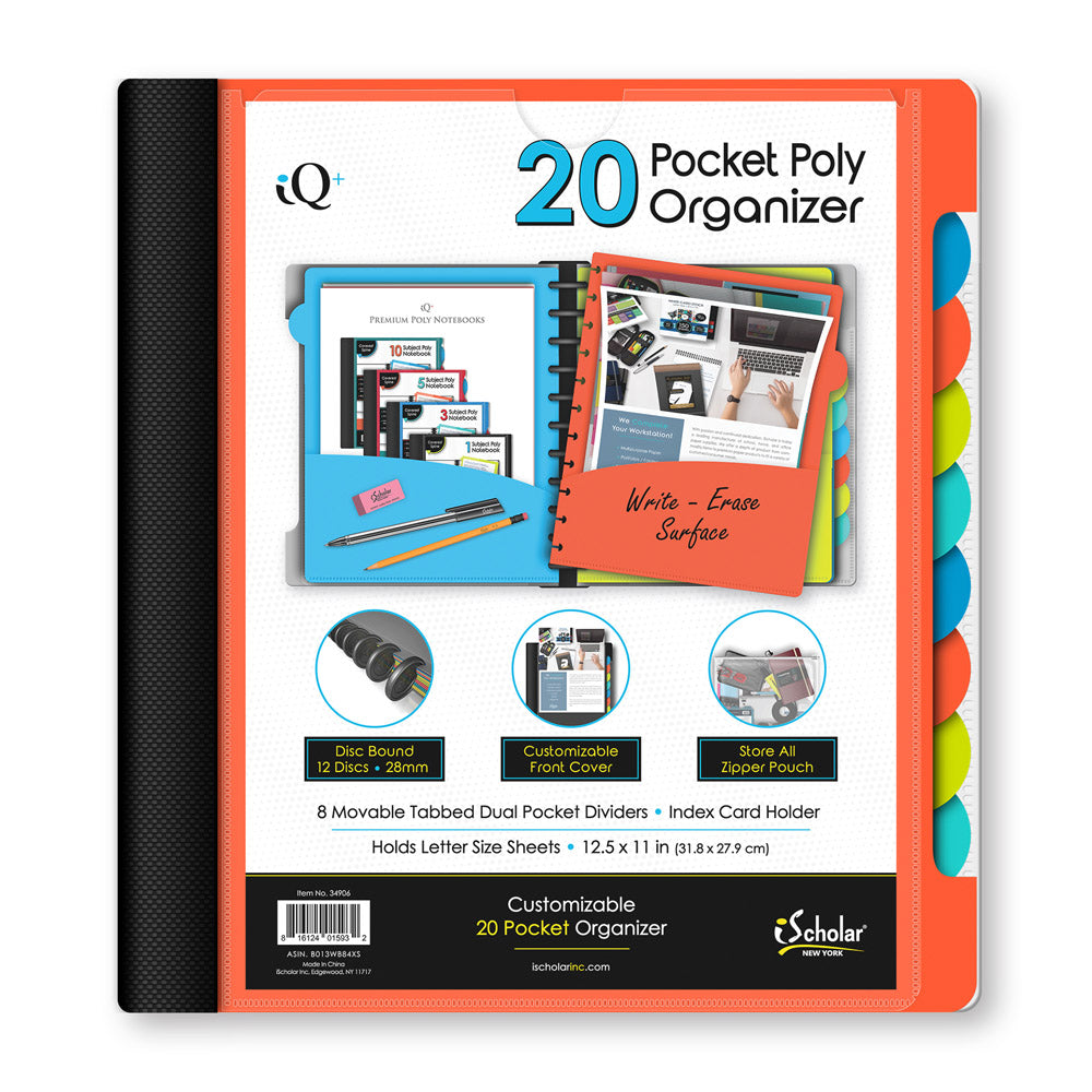 iQ+ 20 Pocket Poly Organizer with Zipper Pouch 34906