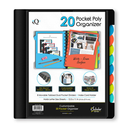 iQ+ 20 Pocket Poly Organizer with Zipper Pouch 34906