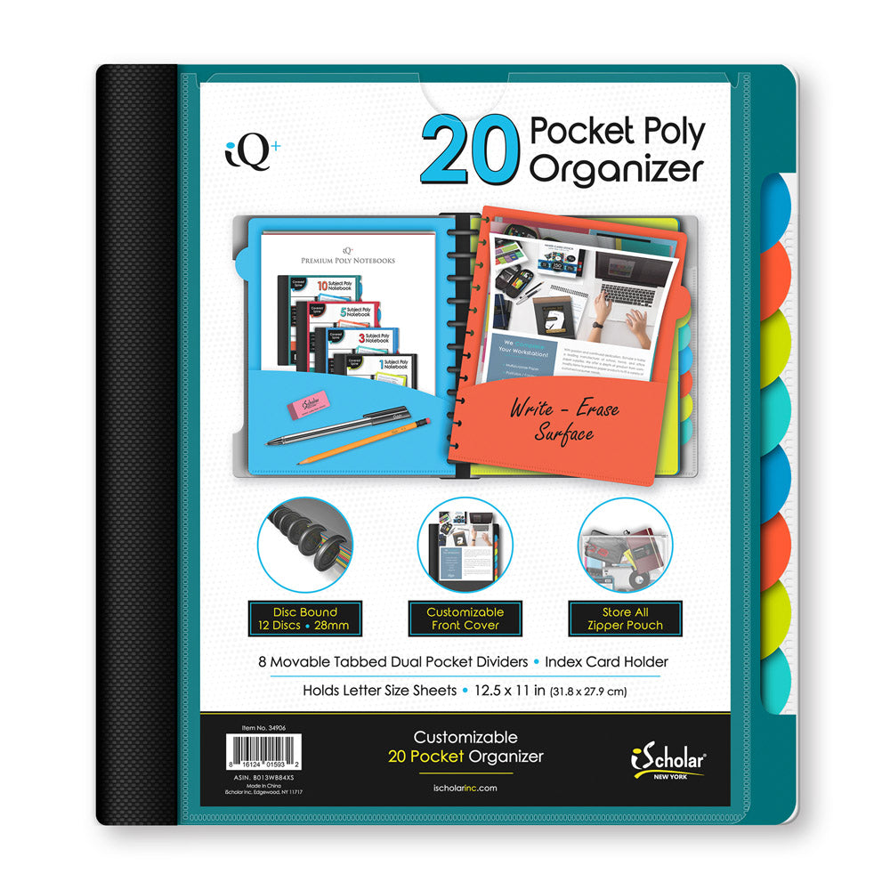 iQ+ 20 Pocket Poly Organizer with Zipper Pouch 34906
