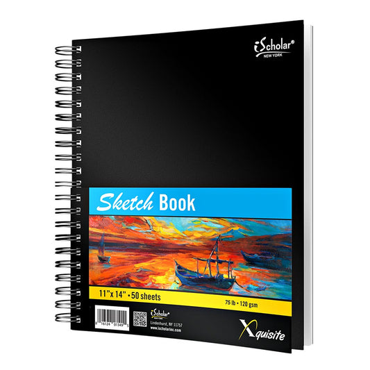 Xquisite Premium Double Wire Sketch Book 14" x 11" 75lb Paper 50 Sheets 41114