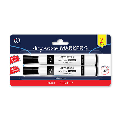 2 Pack iQ Dry Erase Markers Chisel Tip - Tank Style Black 43102