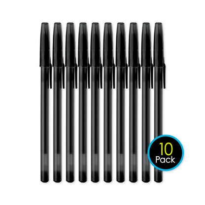 10 Pack Ballpoint Pens Black 44406