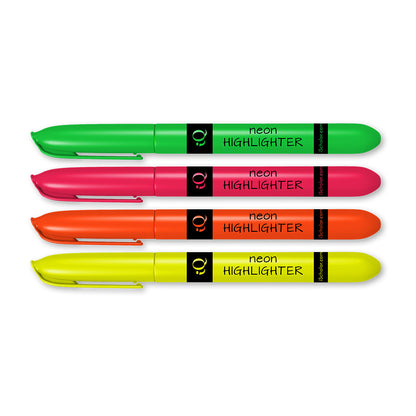 4 Pack iQ Highlighters Chisel Tip - Pen Style Asst. Colors 44705