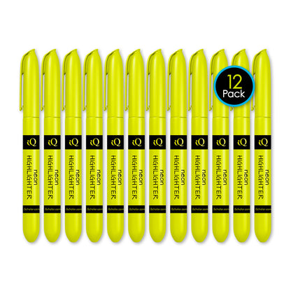 12 Pack iQ Highlighters Chisel Tip - Pen Style Yellow 44712