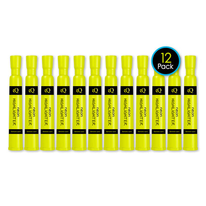 12 Pack iQ Highlighters Chisel Tip - Tank Style Yellow 44713