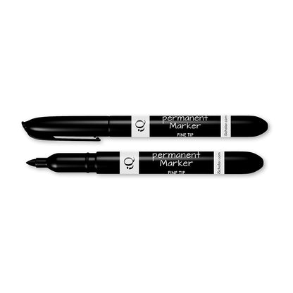 12 Pack iQ Permanent Markers Fine Tip - Pen Style Black 48012