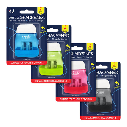 iQ Pencil Sharpener w/ Eraser 2 Hole Design 48015