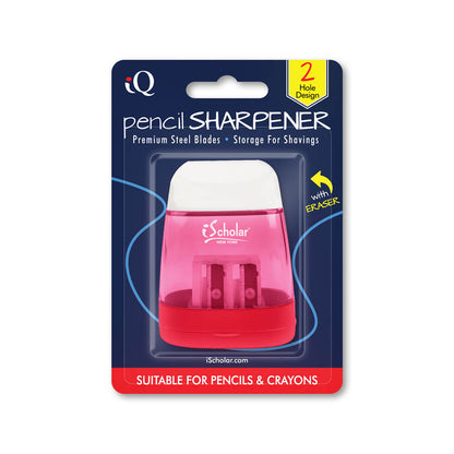 iQ Pencil Sharpener w/ Eraser 2 Hole Design 48015