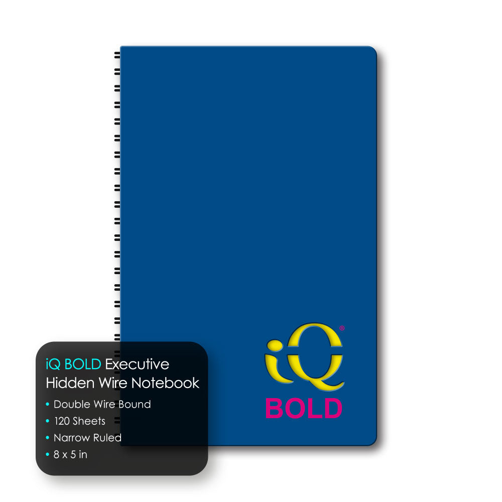 iQ BOLD Hidden Wire Notebook Narrow Ruled 8" x 5" 120 Sheets 50580 ...