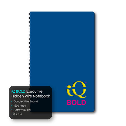 iQ BOLD Hidden Wire Notebook Narrow Ruled 8" x 5"  120 Sheets 50580