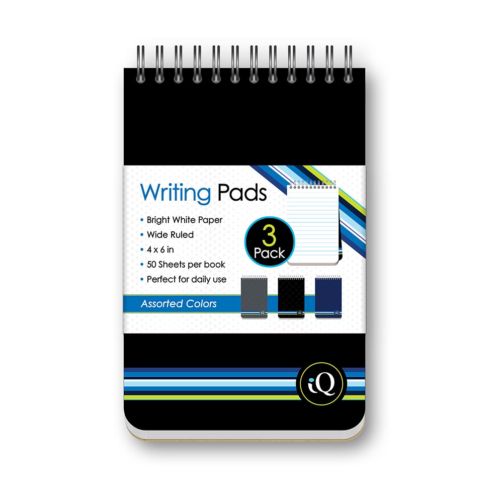 3 Pack iQ Writing Pads Wirebound 4 x 6in 150 Sheets 52863