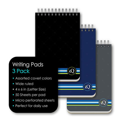 3 Pack iQ Writing Pads Wirebound 4 x 6in 150 Sheets 52863