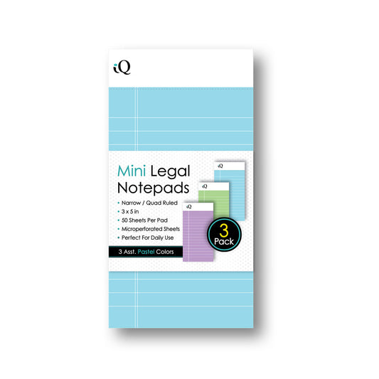 3 Pack iQ Pastel Mini Writing Pads 3 x 5in 150 Sheets 53513