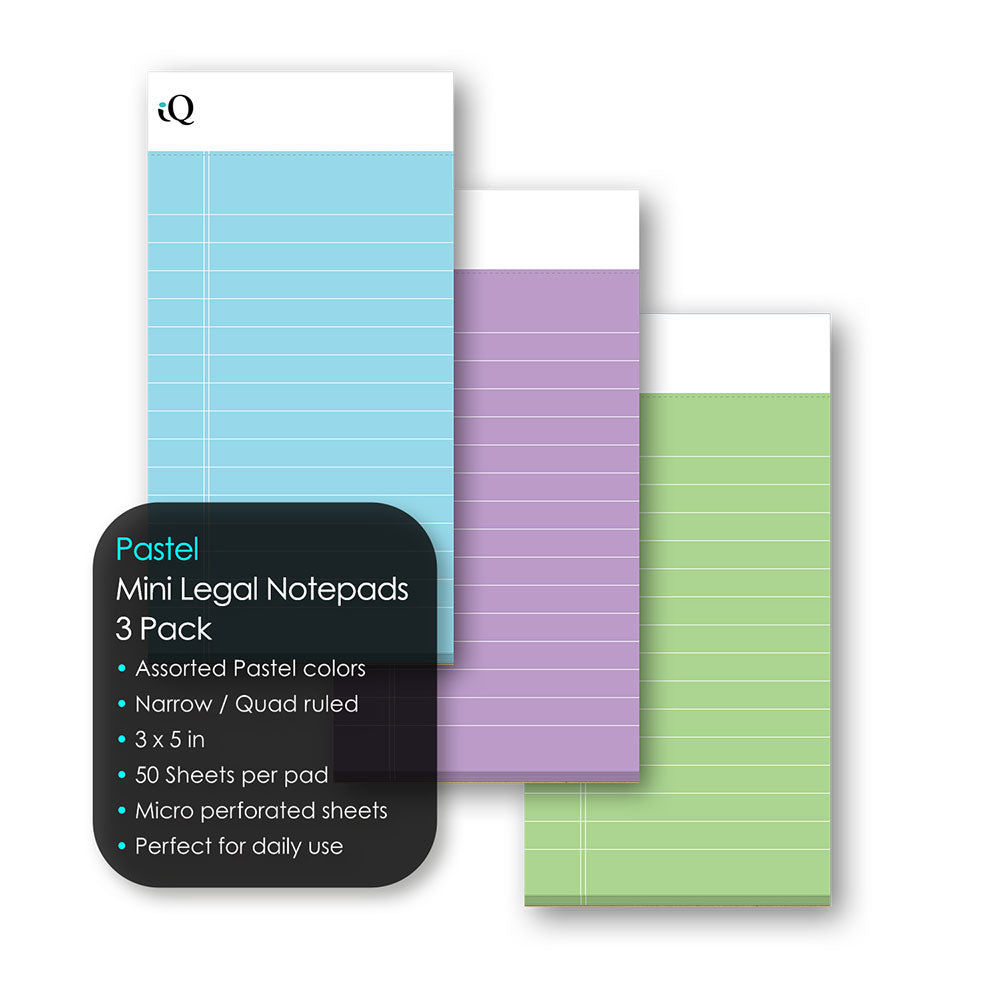 3 Pack iQ Pastel Mini Writing Pads 3 x 5in 150 Sheets 53513