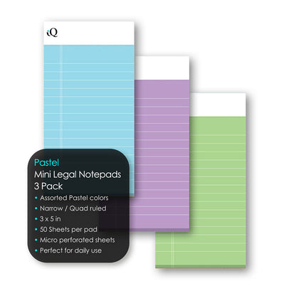 3 Pack iQ Pastel Mini Writing Pads 3 x 5in 150 Sheets 53513