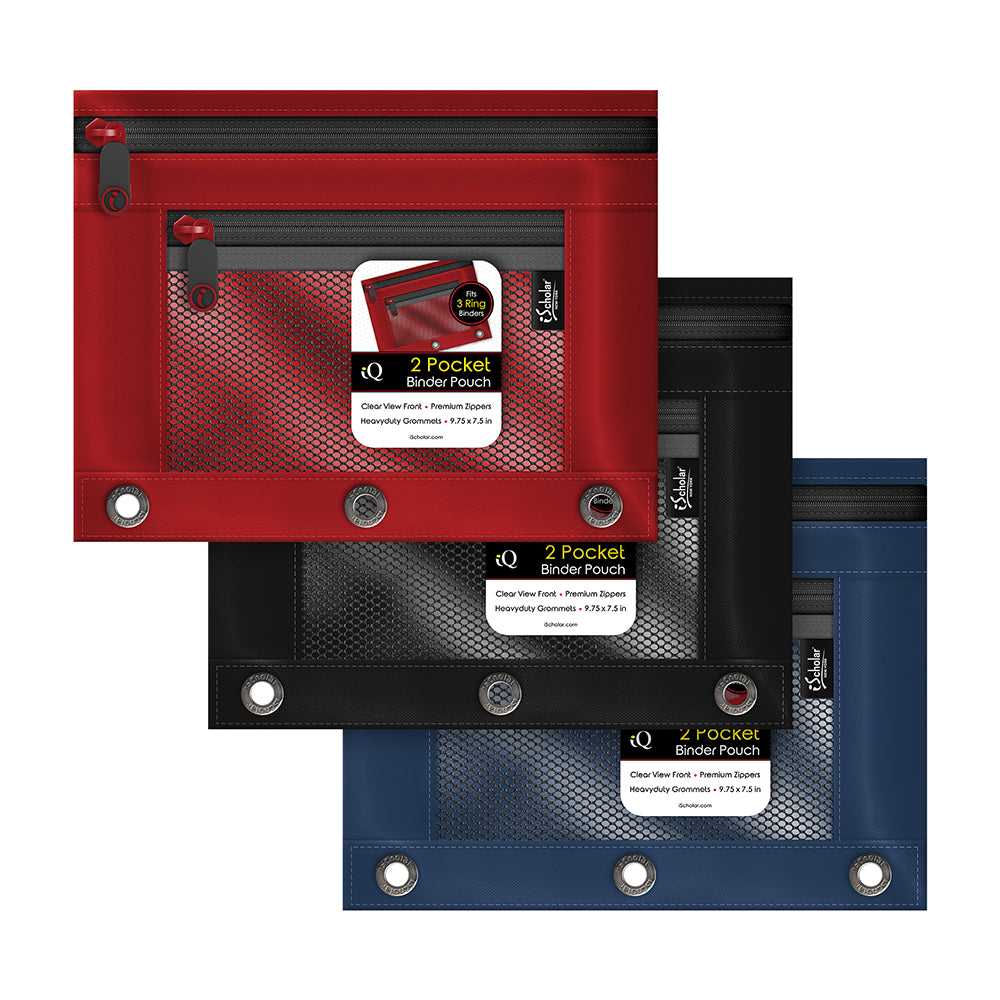 2 Pocket Mesh Binder Pouch with 3 Hole Punch 55013