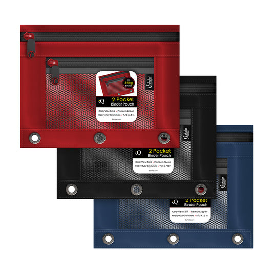 2 Pocket Mesh Binder Pouch with 3 Hole Punch 55013