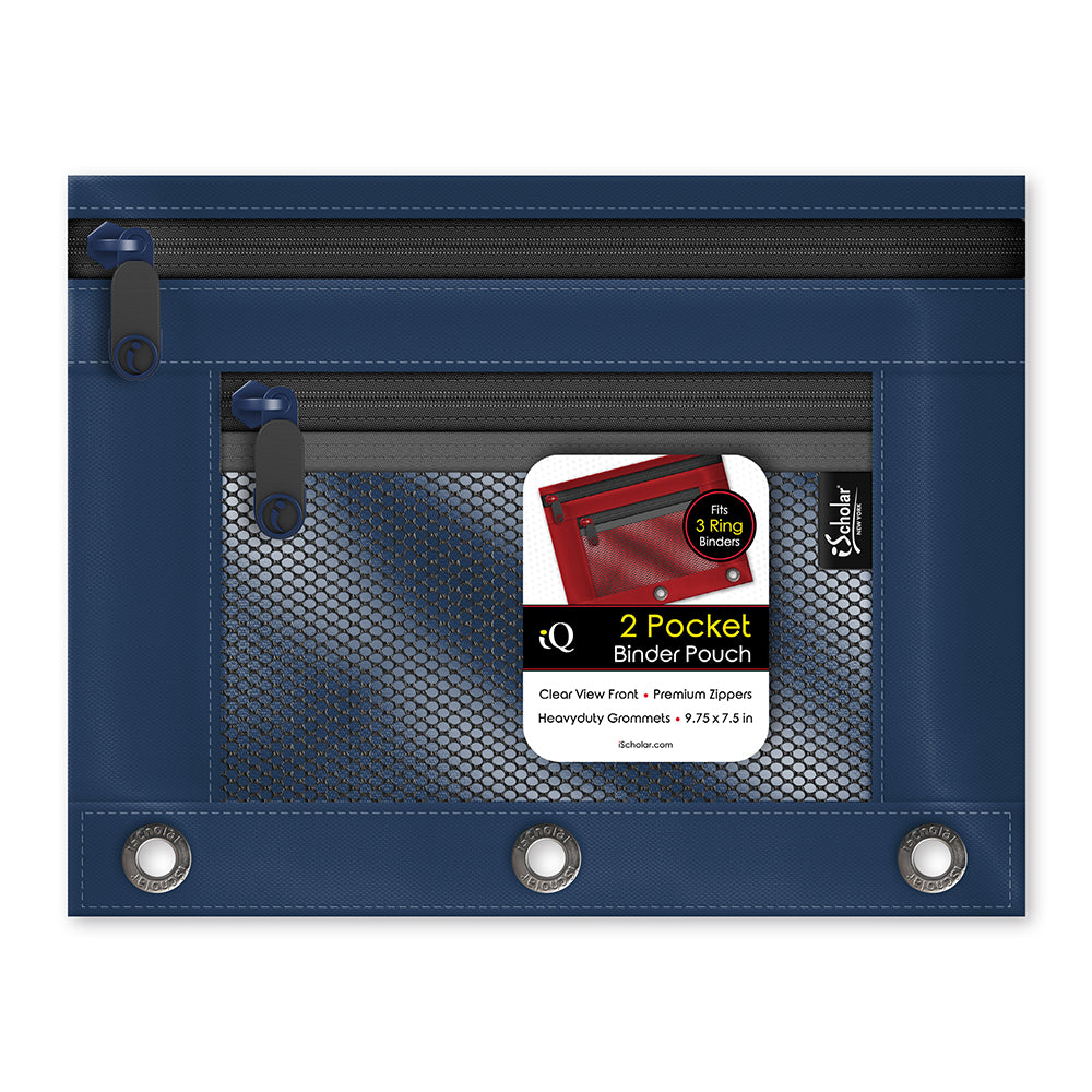 2 Pocket Mesh Binder Pouch with 3 Hole Punch 55013