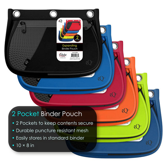 iQ+ 2 Pocket Mesh Expandable Pencil Case with 3 Hole Punch 55020