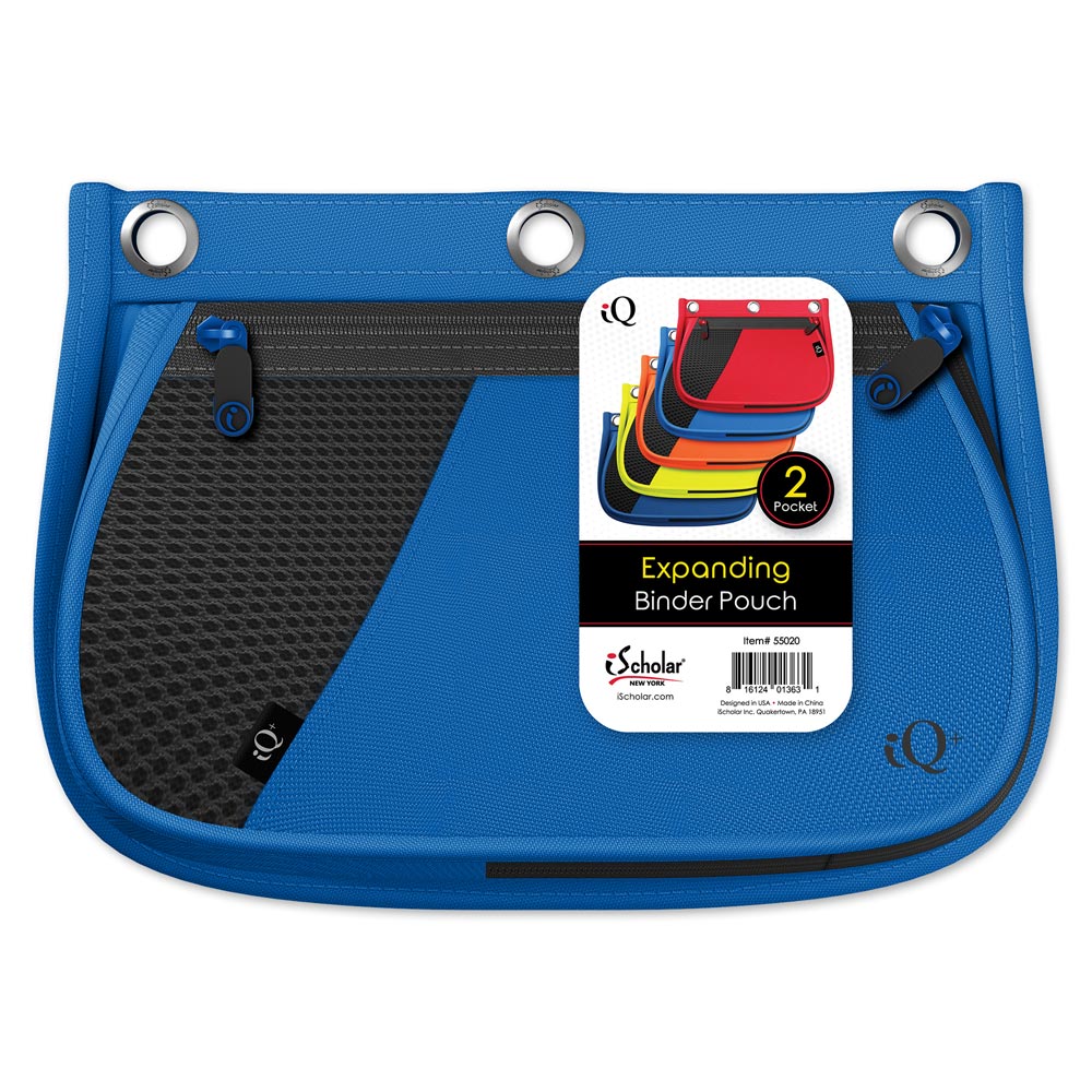 iQ+ 2 Pocket Mesh Expandable Pencil Case with 3 Hole Punch 55020