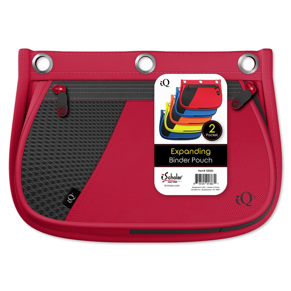 iQ+ 2 Pocket Mesh Expandable Pencil Case with 3 Hole Punch 55020