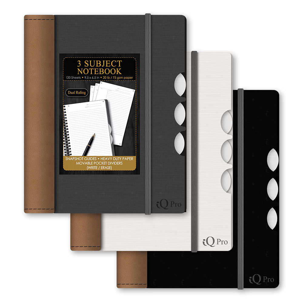 iQ Pro 3 Subject Notebook College Ruled - iQ Notes 9.5 x 6.5in 120 Sheets 56103