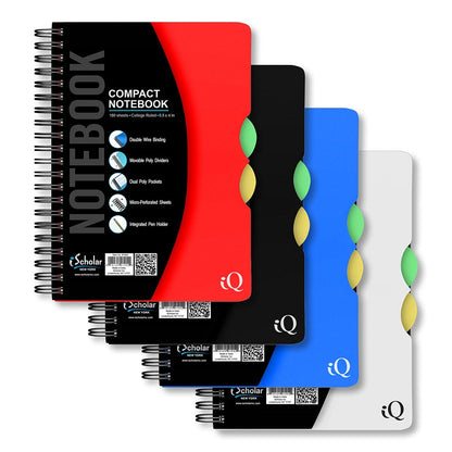 iQ Compact Double Wire Notebook College Ruled 5.5" x 4" 180 Sheets 57542