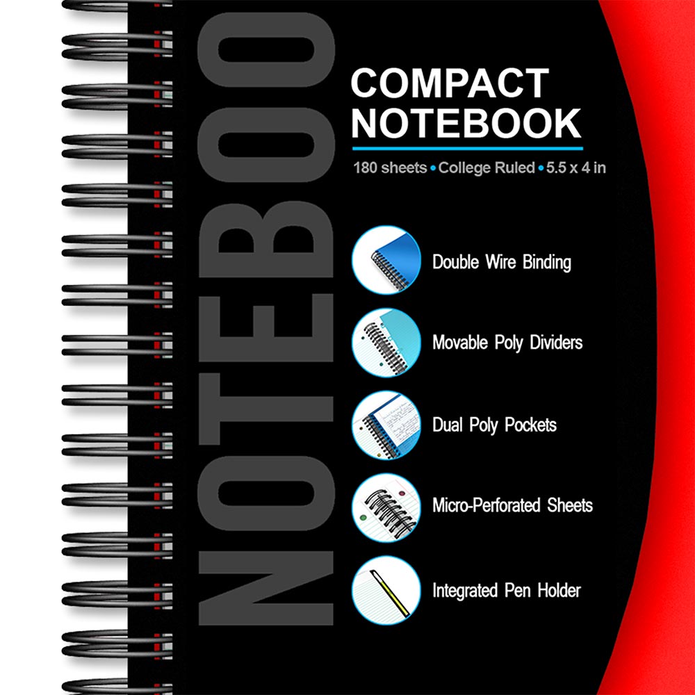 iQ Compact Double Wire Notebook College Ruled 5.5" x 4" 180 Sheets 57542