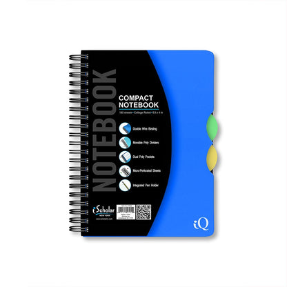 iQ Compact Double Wire Notebook College Ruled 5.5" x 4" 180 Sheets 57542