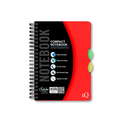 iQ Compact Double Wire Notebook College Ruled 5.5" x 4" 180 Sheets 57542