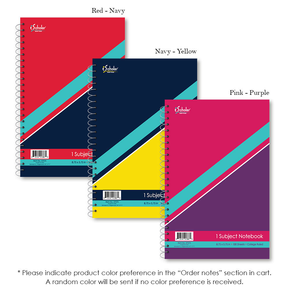 1 Subject Wirebound Notebook College Ruled 8.5 x 5.75in 100 Sheets 57575