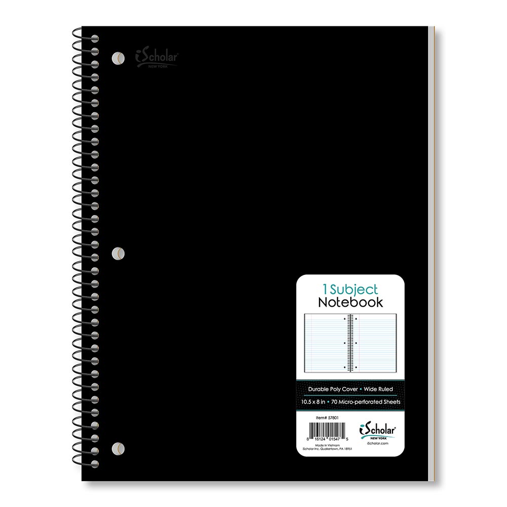1 Subject Poly Notebook Wide Ruled 10.5" x 8" 70 Sheets 57801