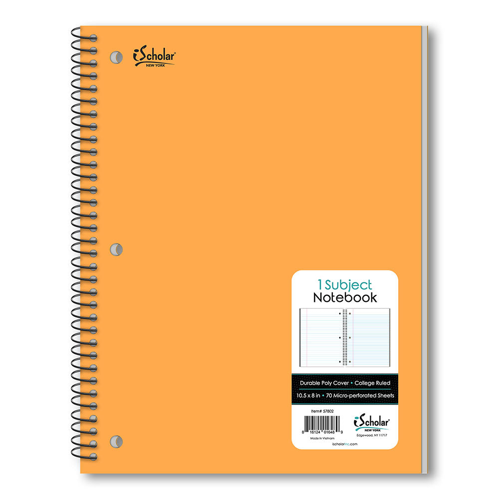 1 Subject Poly Notebook College Ruled 10.5" x 8" 70 Sheets 57802