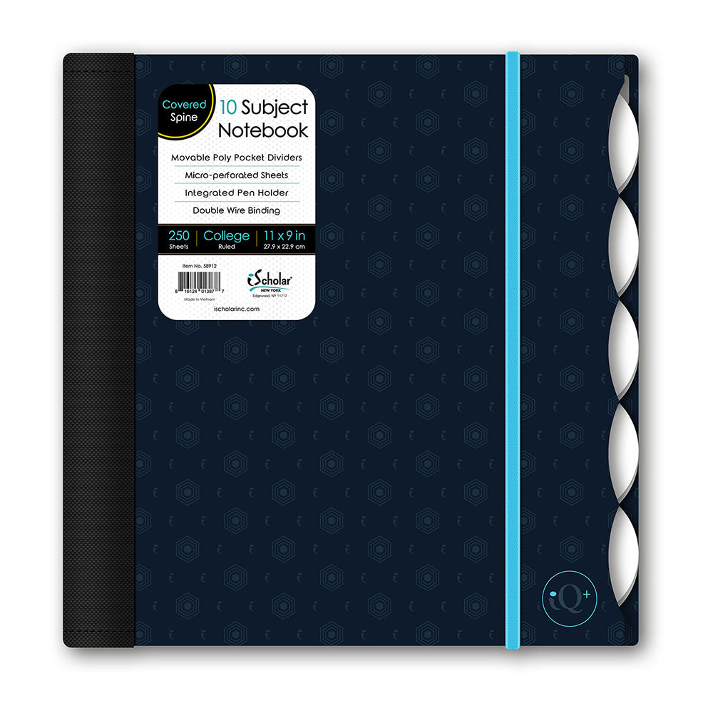 iQ+ Premium 10 Subject Poly Notebook College Ruled  11 x 9in 250 Sheets 58912